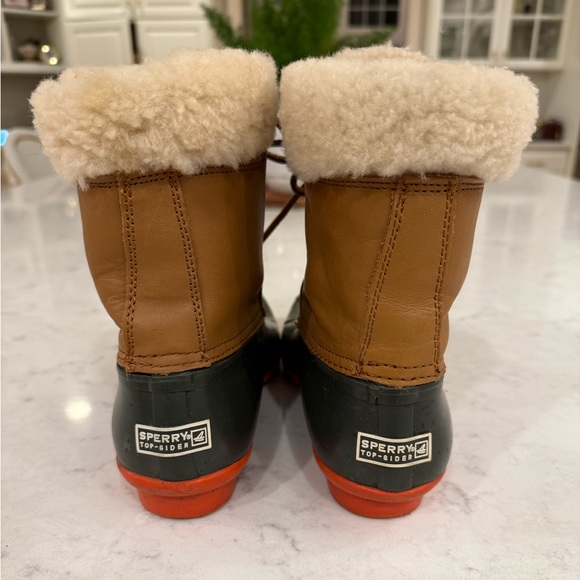 Sperry Boots Top Sider Saltwater Boots Women’s 8 Deep Green with Red Accents - Picture 4 of 6